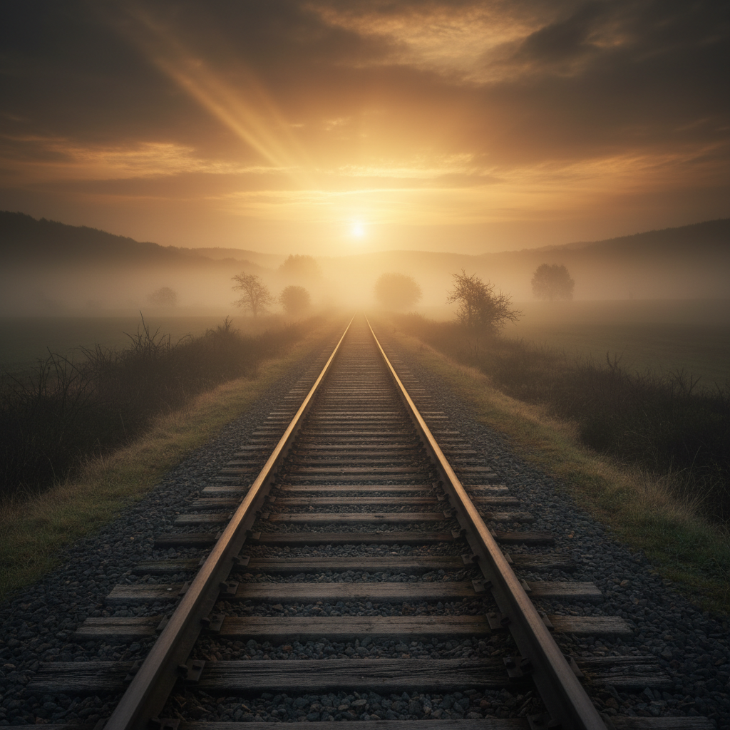 Two parallel railway tracks running side by side through a landscape — the strategy track and the integration track