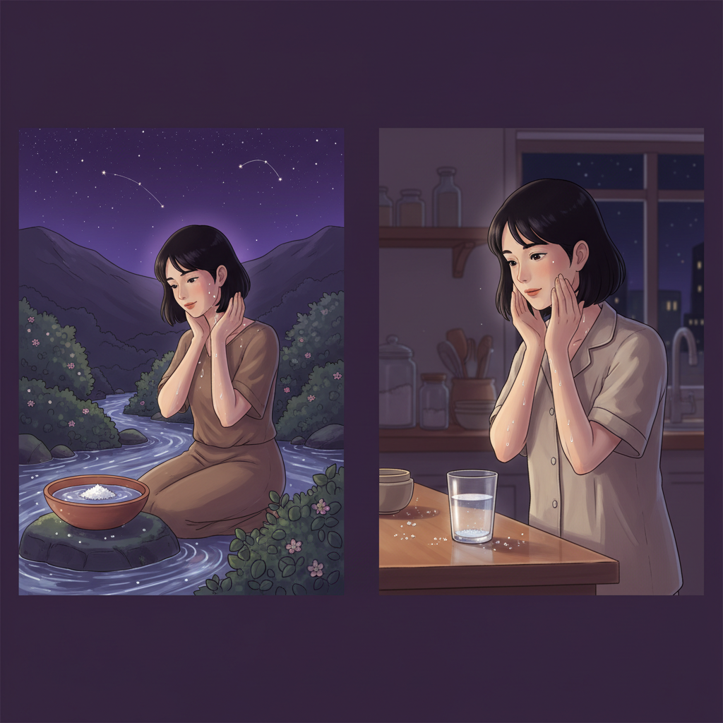 Salt water purification ritual — bowl with water and salt
