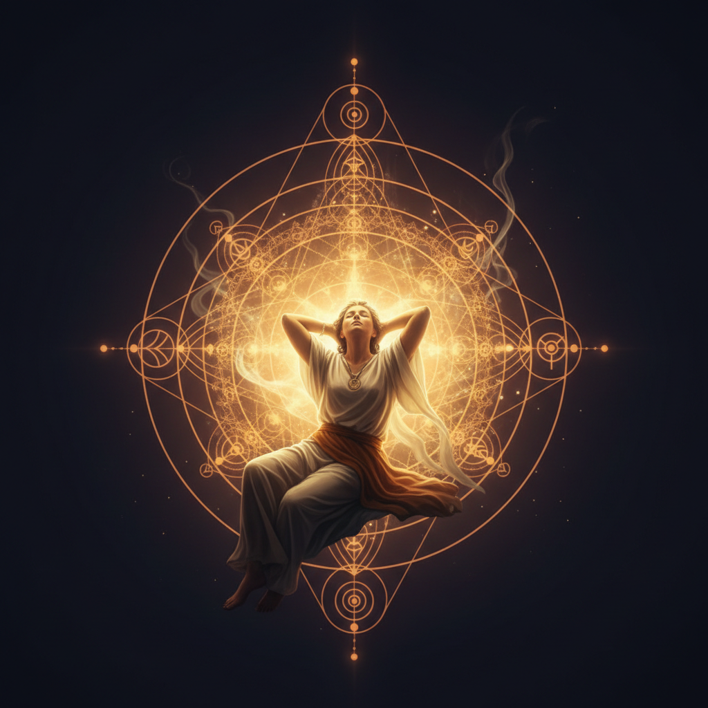 Figure resting in golden light — the relief of releasing performance and building from authenticity