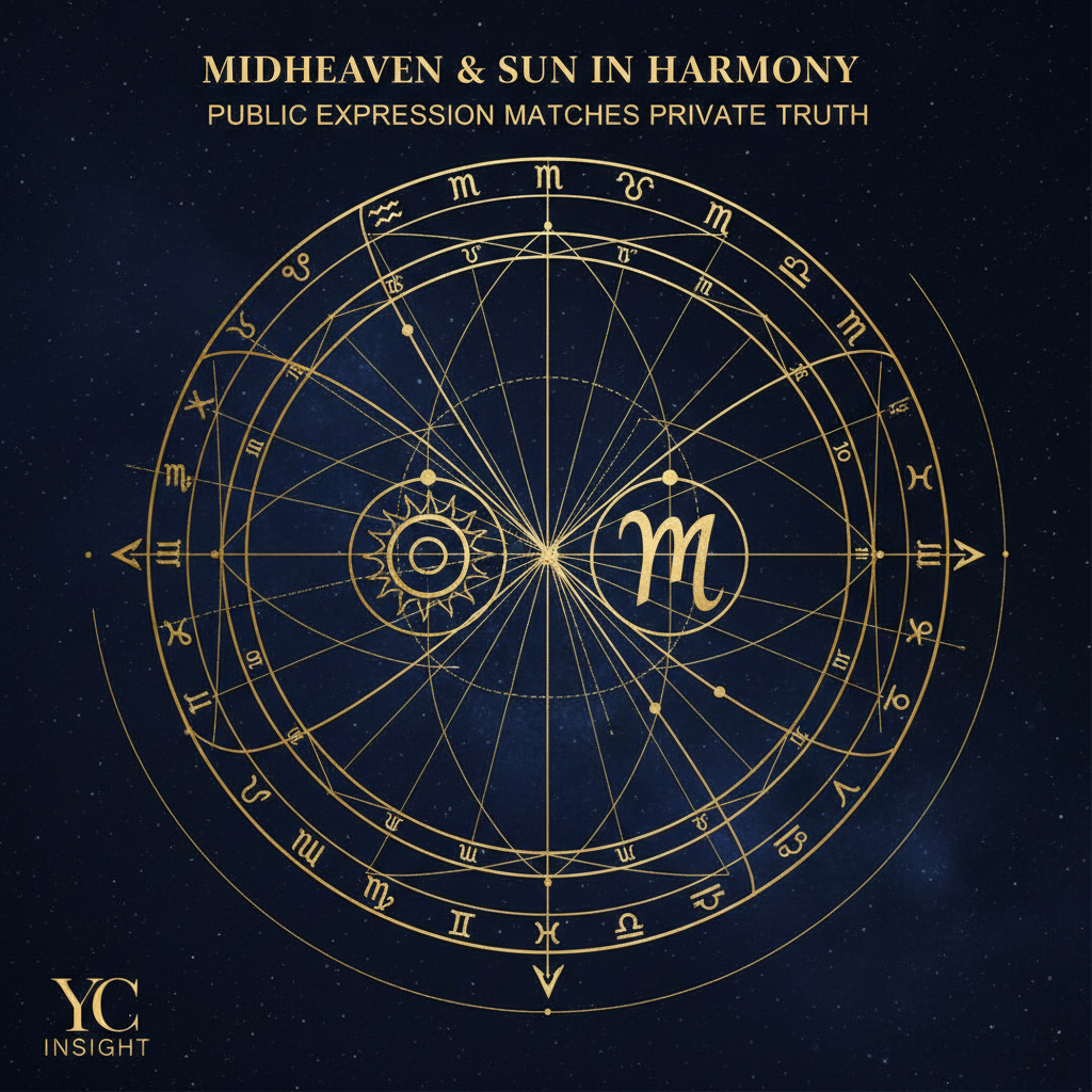 Midheaven and Sun in harmony — public expression aligned with private truth