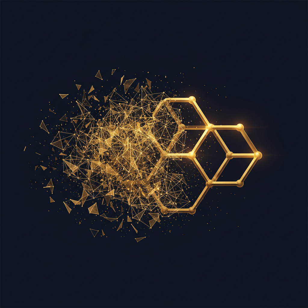 Gold network dissolving and reforming into cleaner structure — strategy finding its true shape