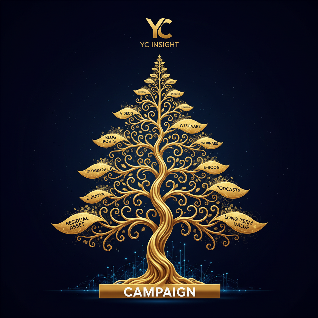 Evergreen content tree — residual assets that outlast the campaign