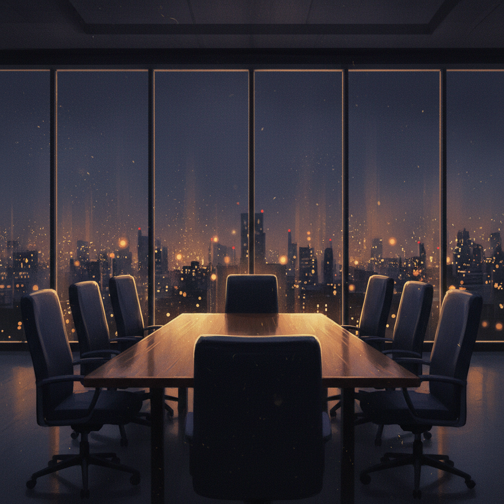 Empty boardroom — the room that had already made up its mind before anyone arrived