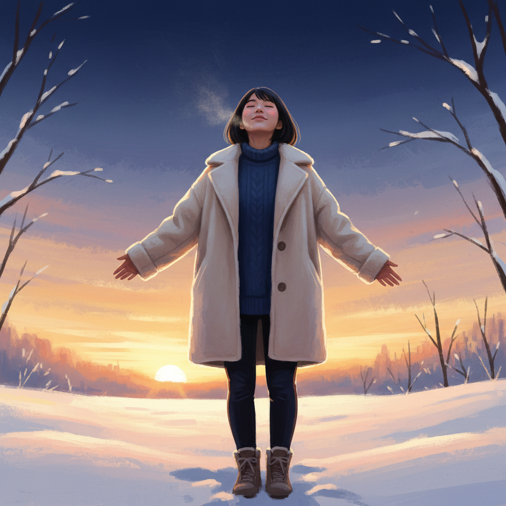 Golden dawn returning after the winter solstice — renewal and the light coming back