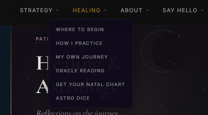 YC Insight — Navigation — Healing dropdown